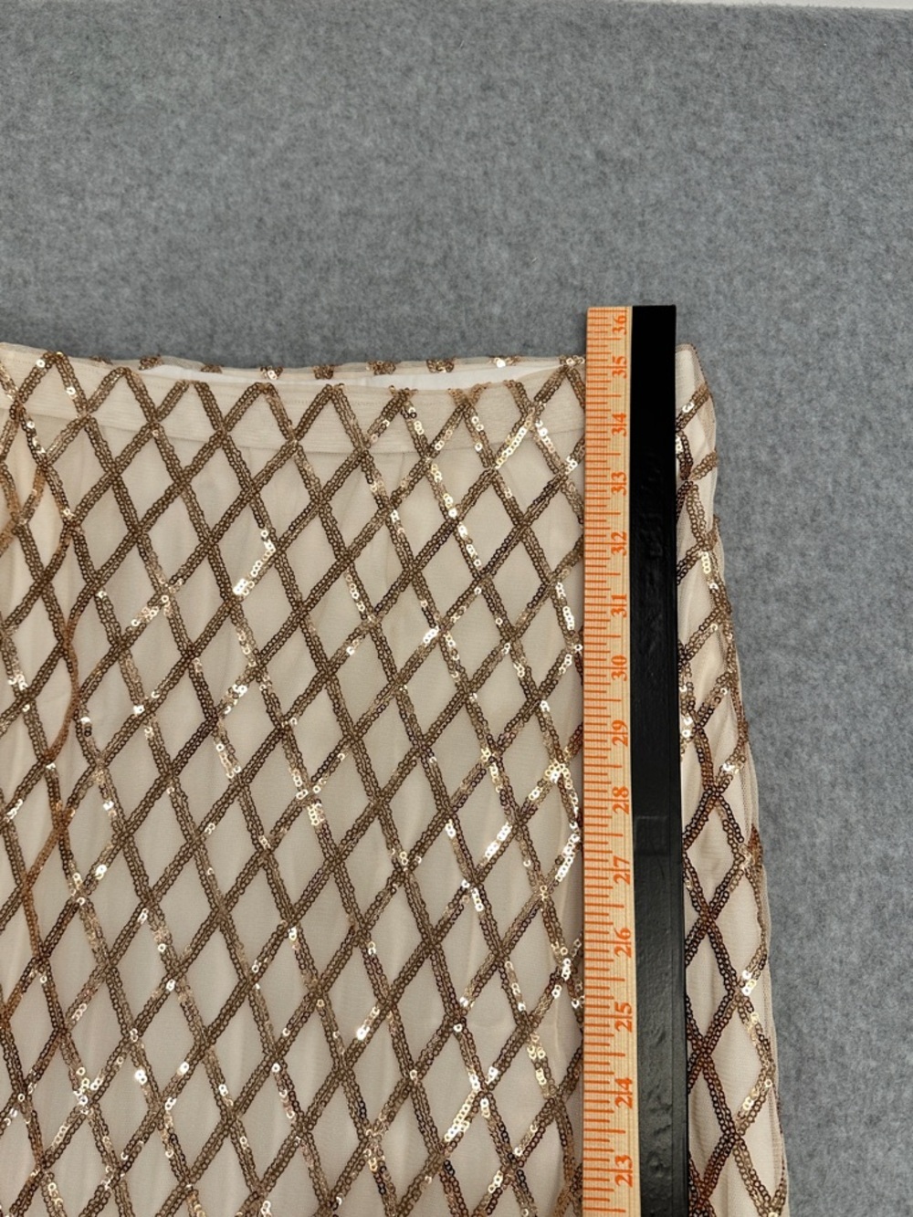 Anthropologie Self Contrast Elegant Cream Gold Lattice Maxi Skirt - Picture 8 of 8